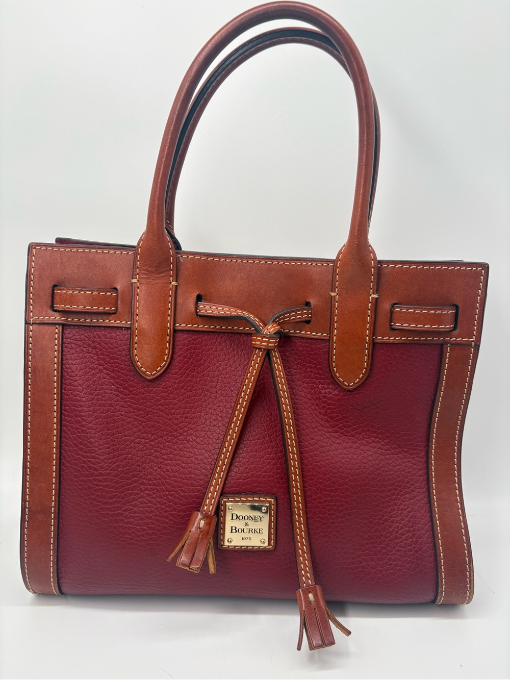 Dooney & Bourke Ariel Satchel Burgundy Red Pebble Leather